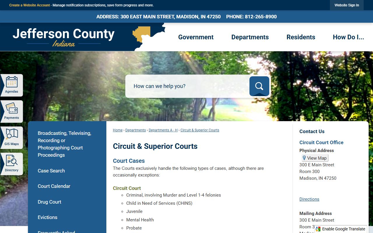 Jefferson County court records Circuit and Superior Courts page
