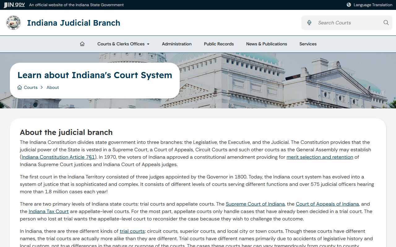 Jefferson County court records Indiana court system overview