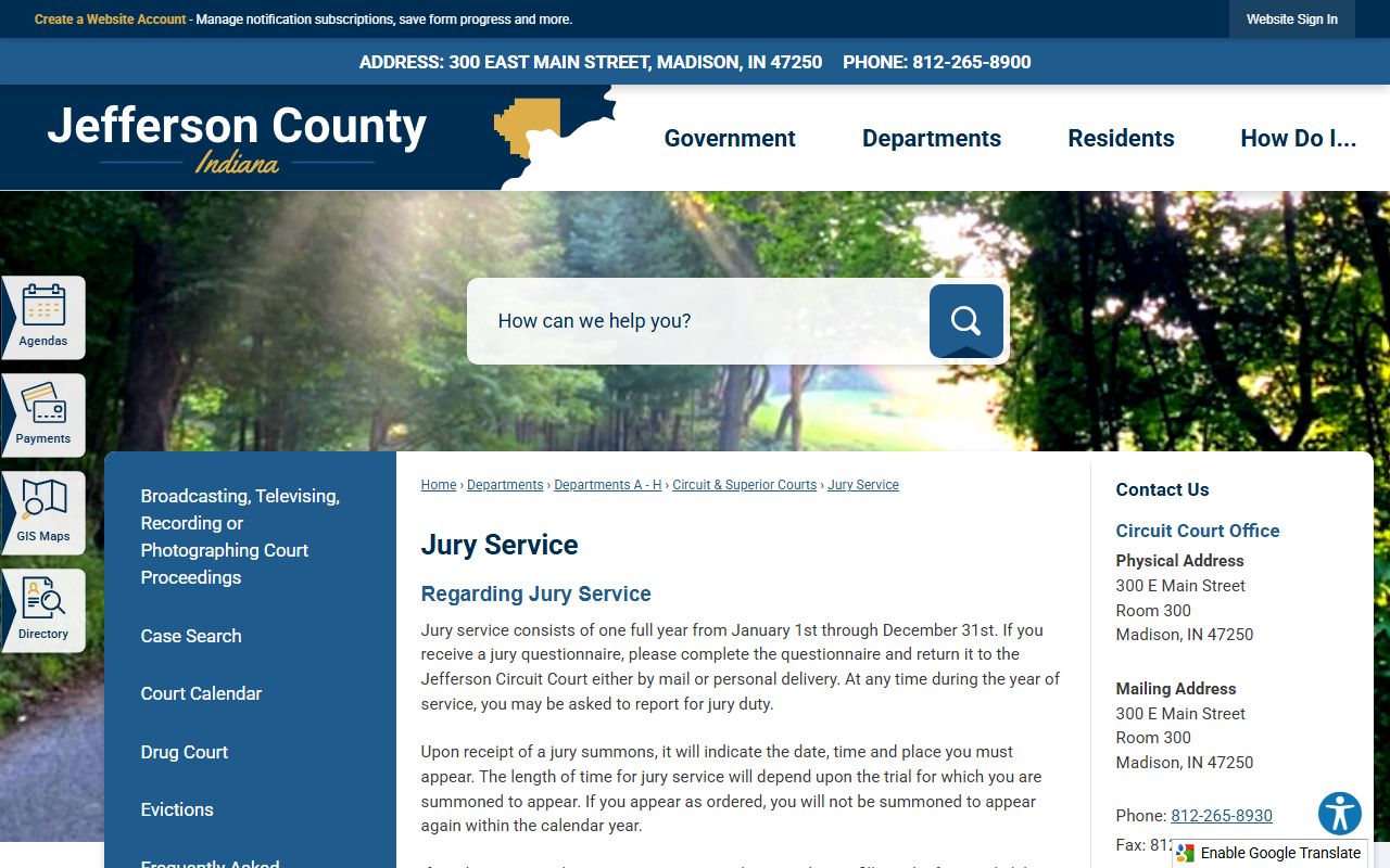 Jefferson County court records jury service page