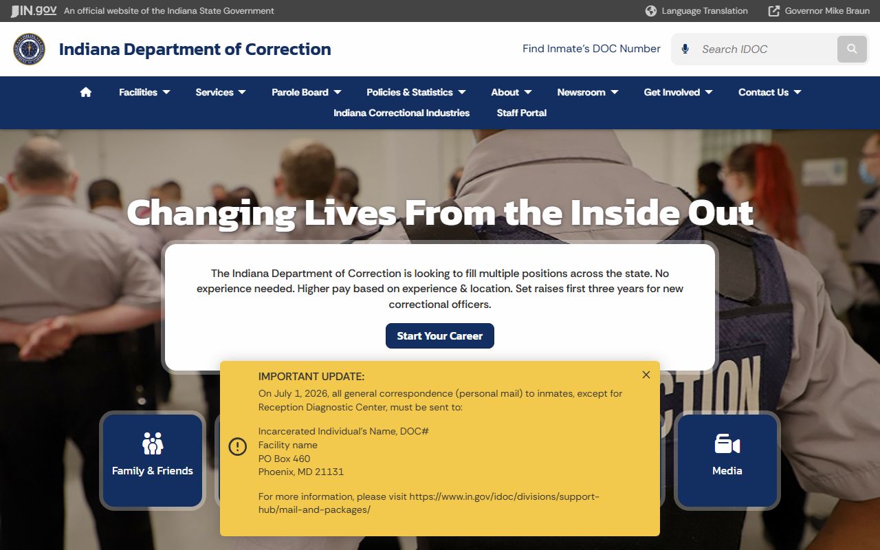 Jefferson County criminal court records Indiana Department of Correction source