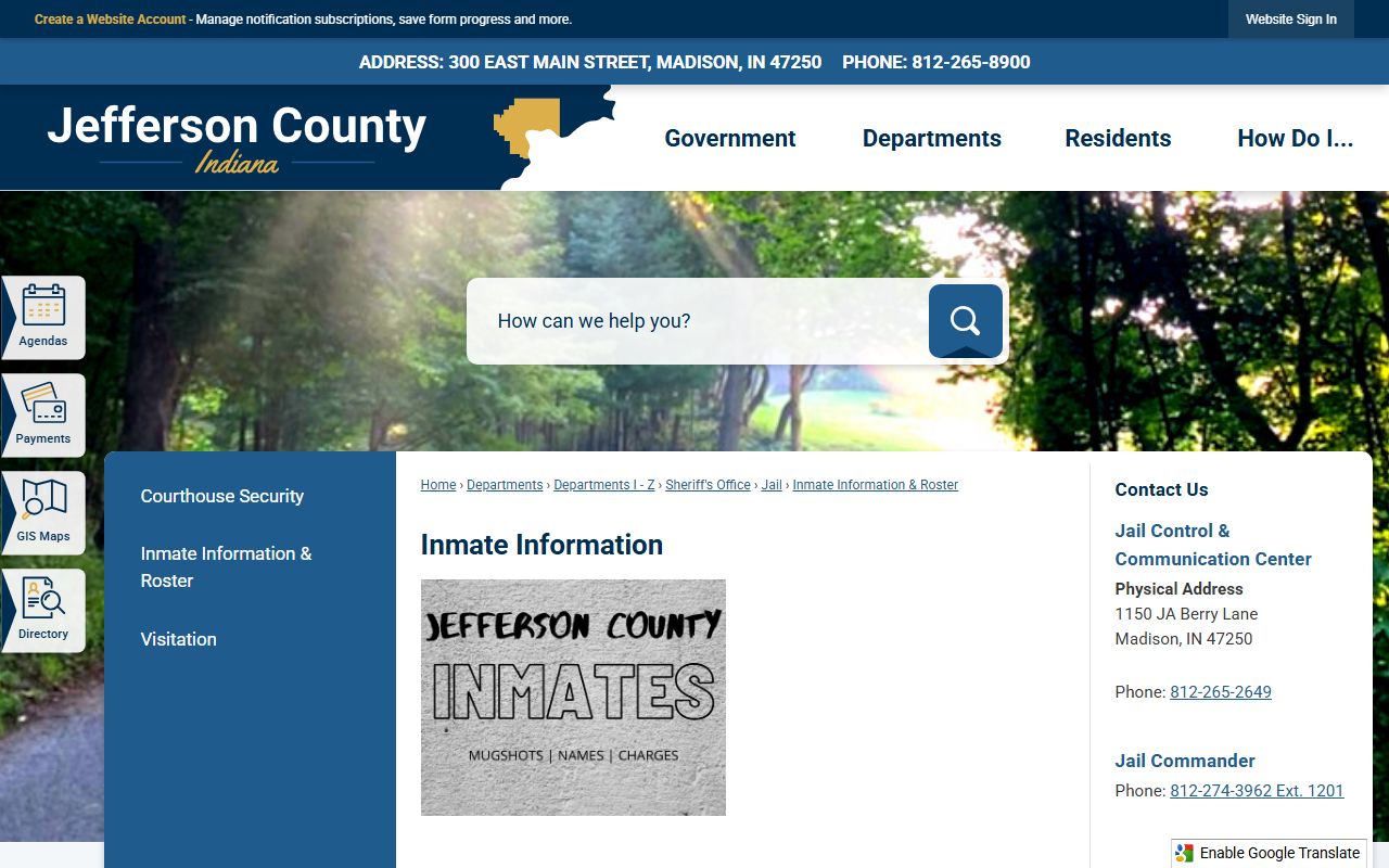 Jefferson County inmate records inmate information page