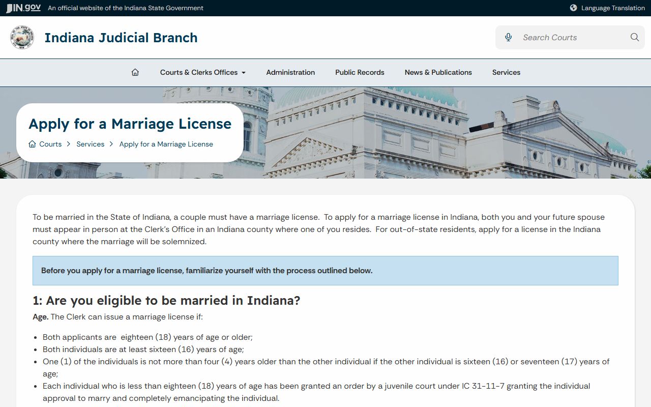 Jefferson County marriage records Indiana marriage license instructions