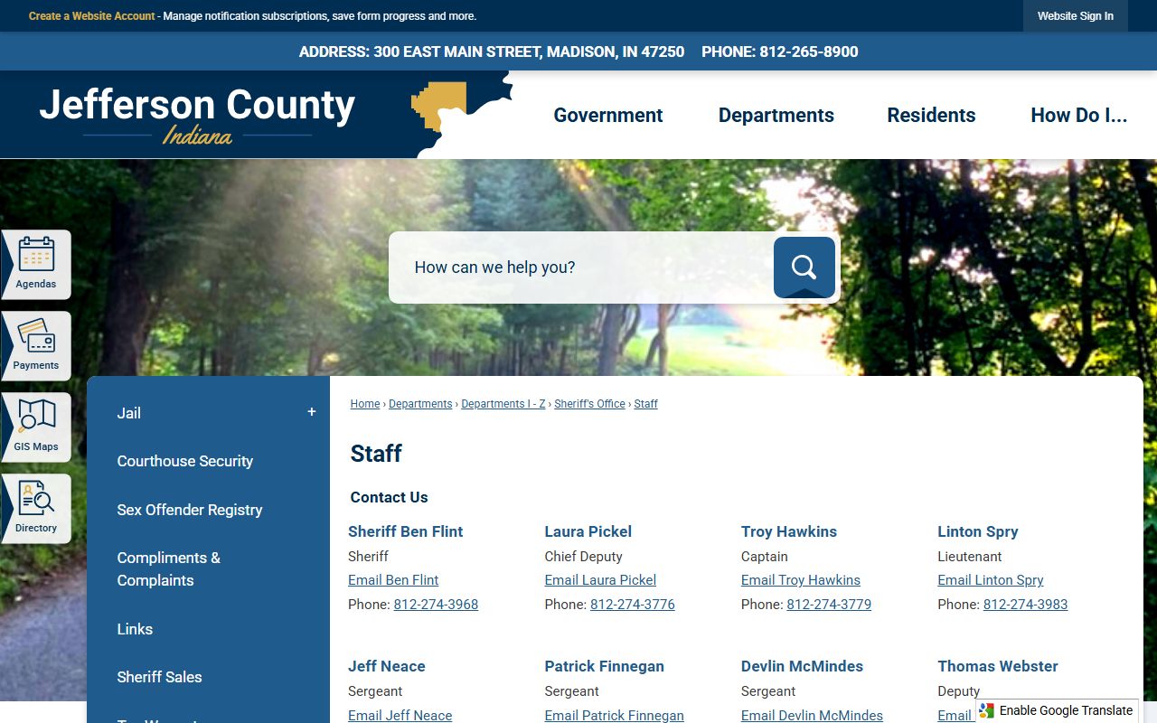 Jefferson County warrant search sheriff staff page