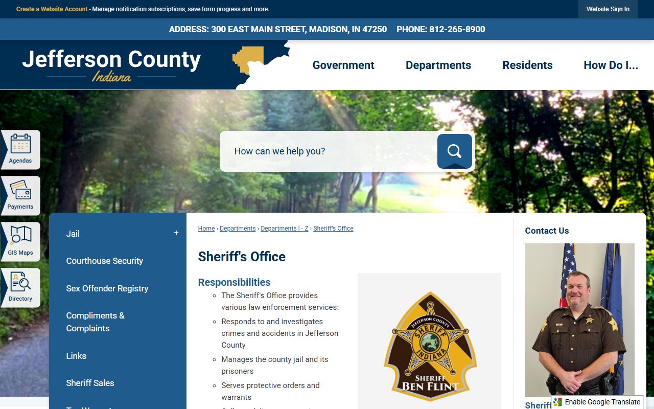 Jefferson County warrant search Sheriff's Office page